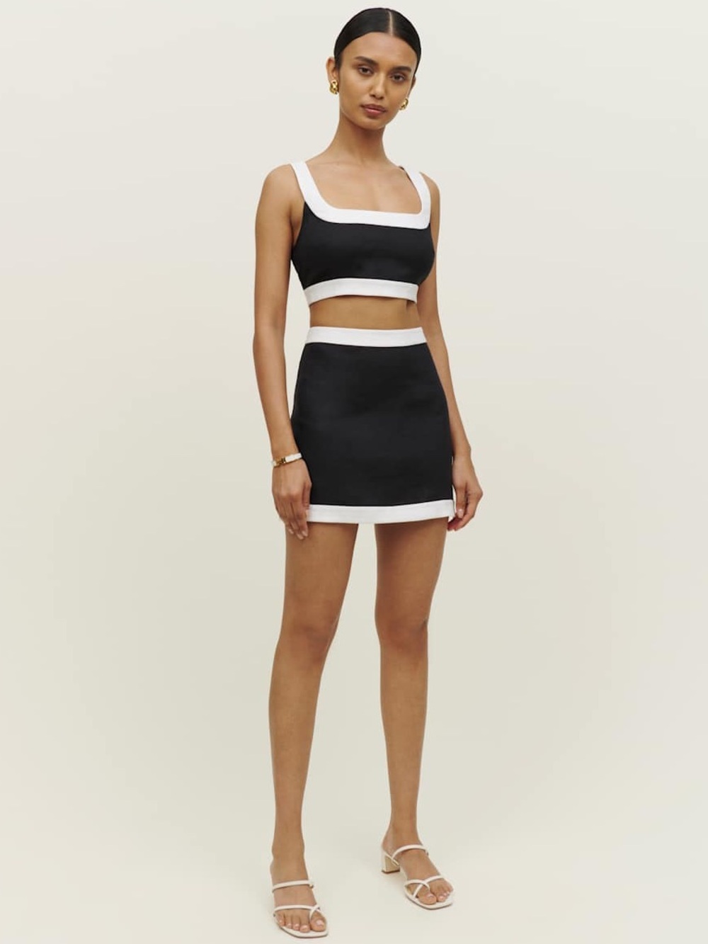 Reformation Black & White Robbie Linen Skirt (Skirt Only) Sz 2- Set Retails $248 - Picture 4 of 7